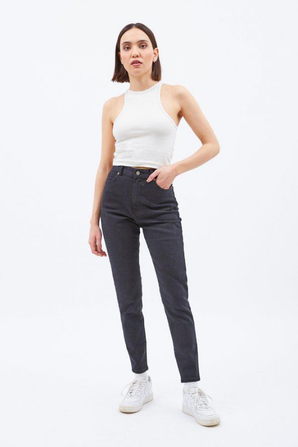 Nora washed black stretch mom jeans