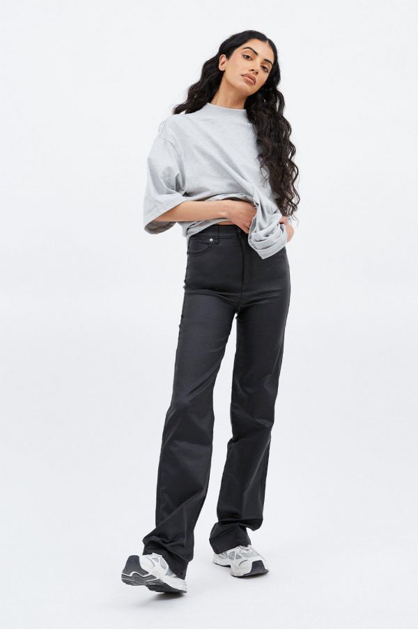 Wide leg leather look moxy jeans shoppen