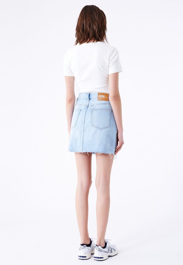 Echo skirt stream light trashed hem dr denim